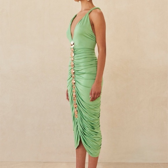 Cult Gaia “Jalina” Ruched Cutout Dress — Green, Size Small - Picture 11 of 11